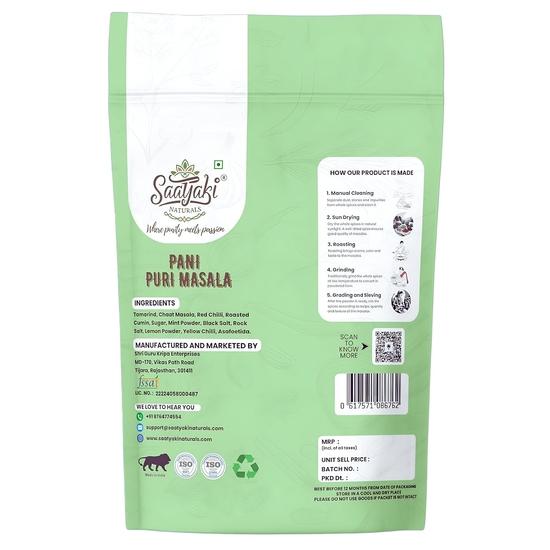 Saatyaki Naturals PaniPuri Masala -50gm| Pure Authentic Indian spice blend for Tangy-Spicy Golgappa Pani Mix | Street-Style Flavour | No Preservatives
