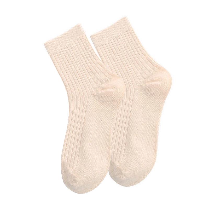 

Унисекс Полосатые Хлопковые Носки до Середины Икры - Антибактериальные, Дезодорирующие, Однотонные, Двухигольные, Повседневные Спортивные для Осени/Зимы