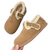 Fur Suede Women Flats Snow Boots Short Plush Casual Buckle Cotton Shoes 2025 Trend Walking Warm Cozy Winter New Botas De Mujer