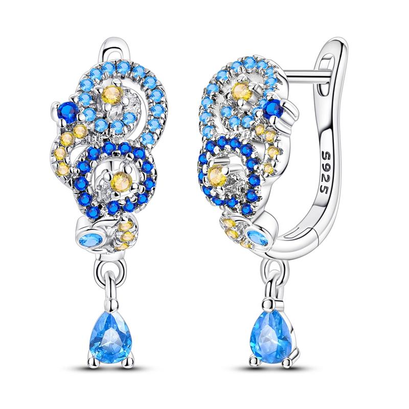 New 925 Silver Earrings Butterfly Sunflower Luminous Firefly Iris Hoop Earring For Women Making Jewelry Gift