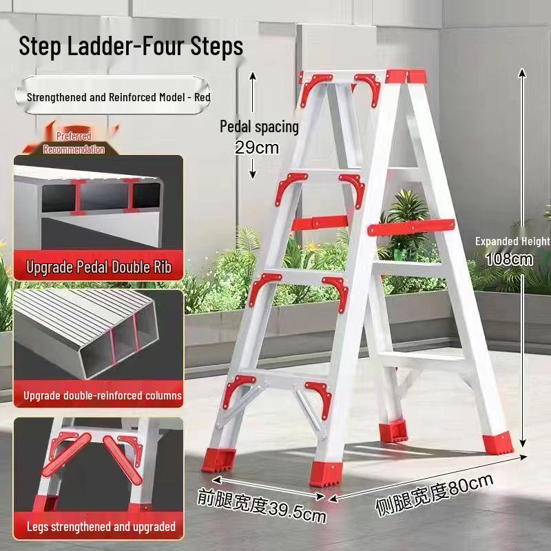 4m Aluminum Alloy A-Frame Ladder: Thickened, Non-Extendable, Foldable Household and Engineering Use