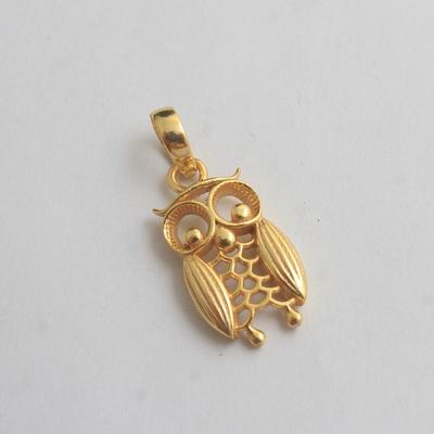Massiver, mit Gelbgold vergoldeter Eulen-Anhänger aus 100 % 925er Sterlingsilber, Charm-Schmuck