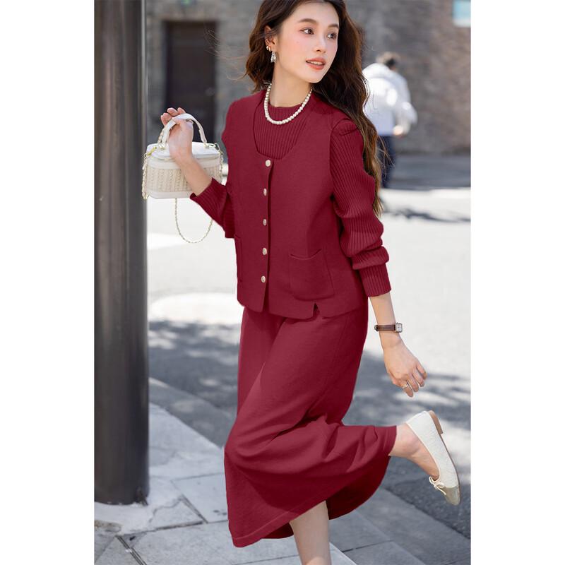 

Hepburn Style Two-Piece Cardigan & Pleated Dress Set One Size