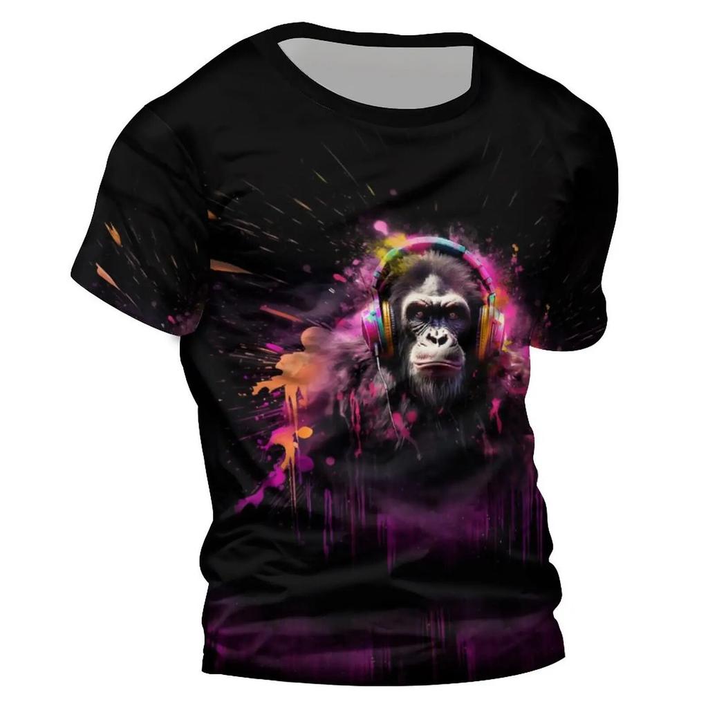 Chimpanzees 3D Tshirt For Men Fashion Hip Hop O-neck Short Sleeve Tops Harajuku Men's T-shirts Oversized Tees Shirt Man Clothing