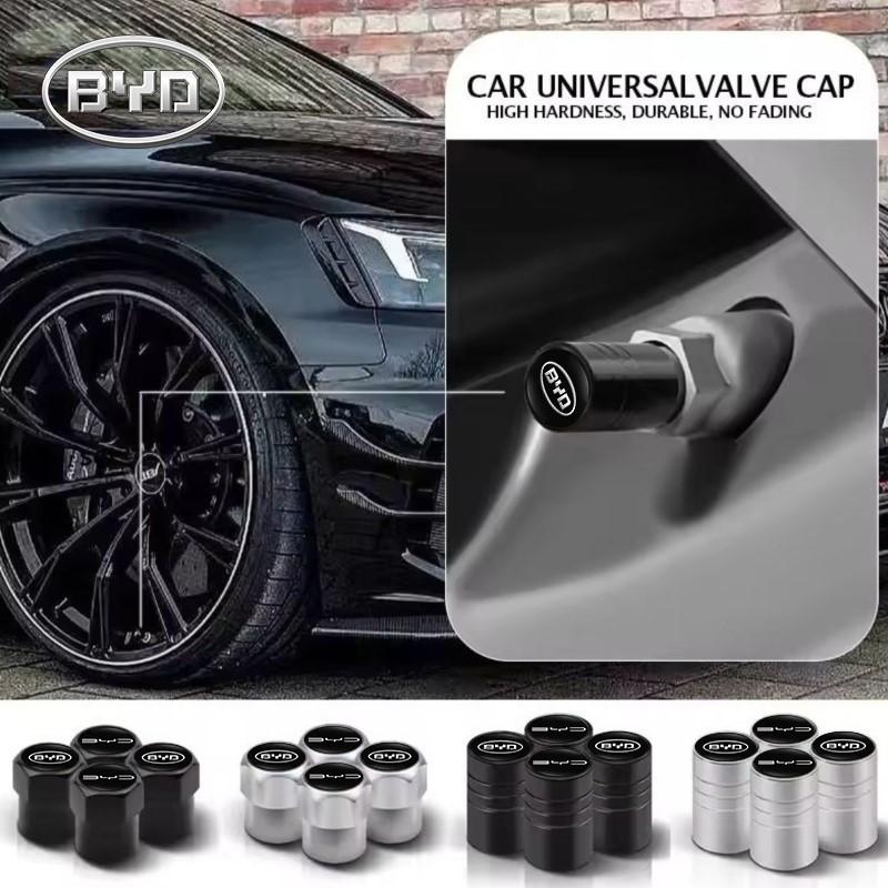 For BYD ATTO 3 Song Plus Tang Han TAN Seal Dolphin Mini Seagull Shark King Car Wheel Tire Air Valve Caps Stem Cover With Brand