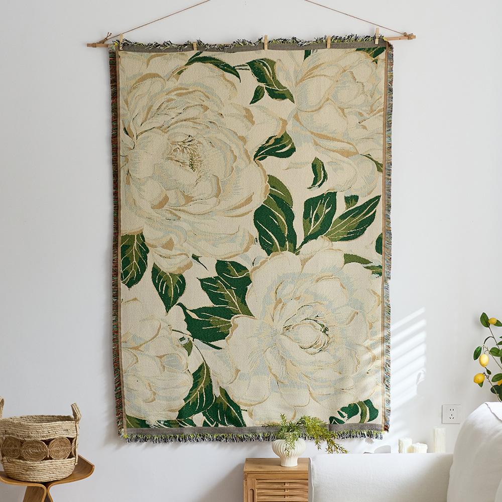 Retro Star and Moon Cloud Scene Hanging Cloth Art Style Fabric Hanging Painting Homestay Wall Decoration Background Cloth Cotton Yarn Fringed Tapestry