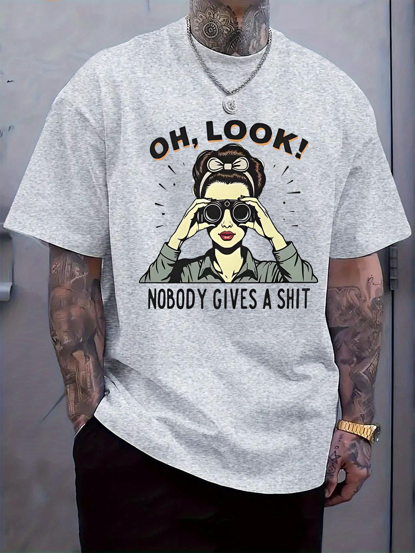 

Retro Graphic Print T-shirt - Oh Look! Nobody Gives a Shit Funny Design S