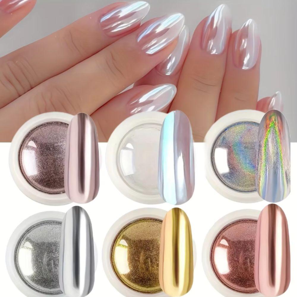 Gold Silver Chrome Nail Powder White Nail Powder Holographic Nail Powder  Salon Use