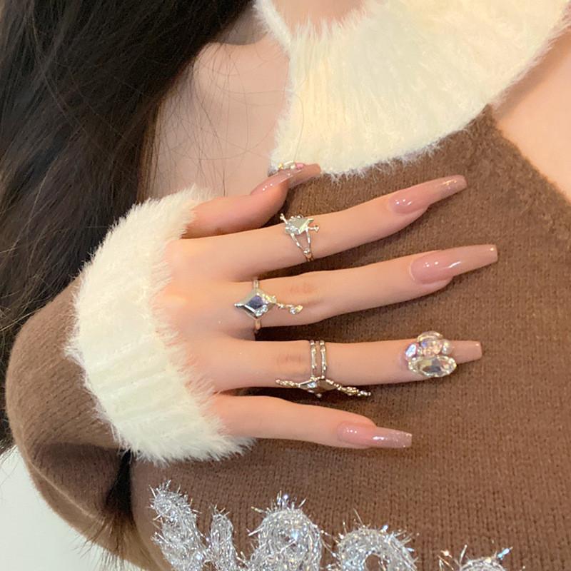 Unique Irregular Liquid Diamond Starburst Adjustable Copper Ring For Women Fashion Lovers