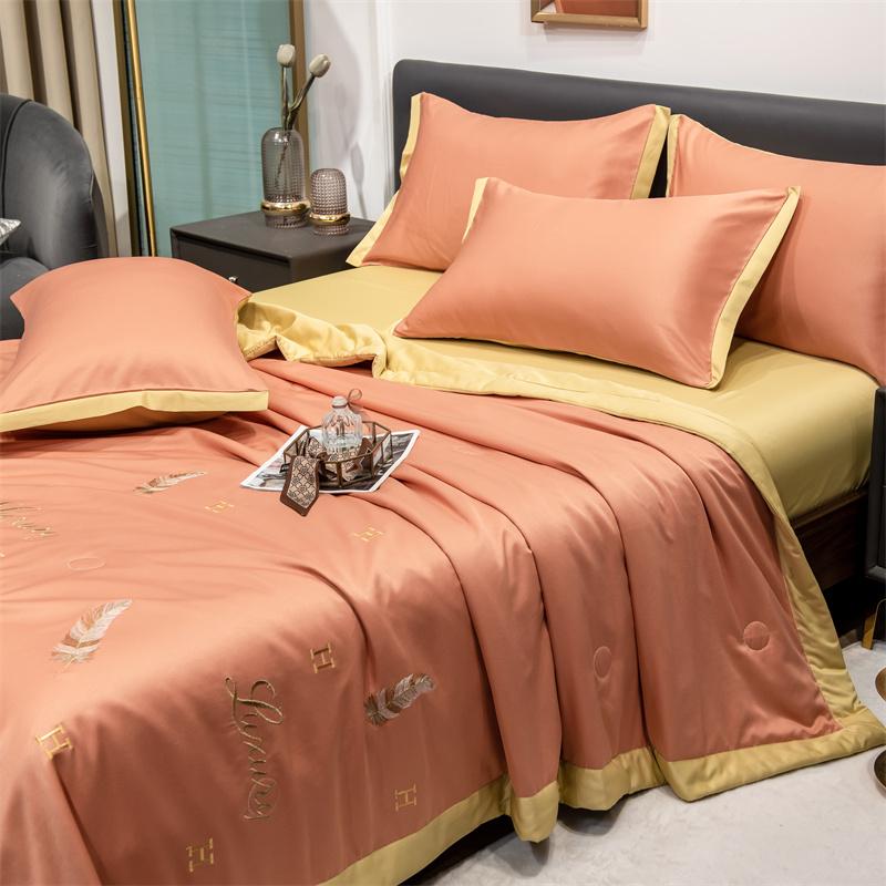 Summer Ice Silk Quilt Thin Section Air Conditioning Blanket Single Double Queen Size Bedding Set With Pillowcase