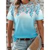 Women's T Shirt Casual Print Short Sleeve Regular Tops Daily Black Pink Blue Sky Blue Summer
