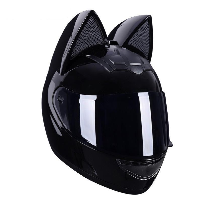 Motorcycle helmet with cat ears, unisex riding helmet, full-face helmet, electric vehicle helmet S