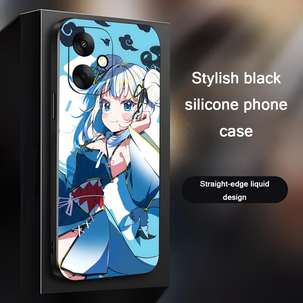 Gawr gura Virtuelle Sängerin Handyhülle Für Xiaomi Redmi 14C 13C 12C Note14 13 12 11 10 Pro Plus S Weiche Schwarze Handyhülle