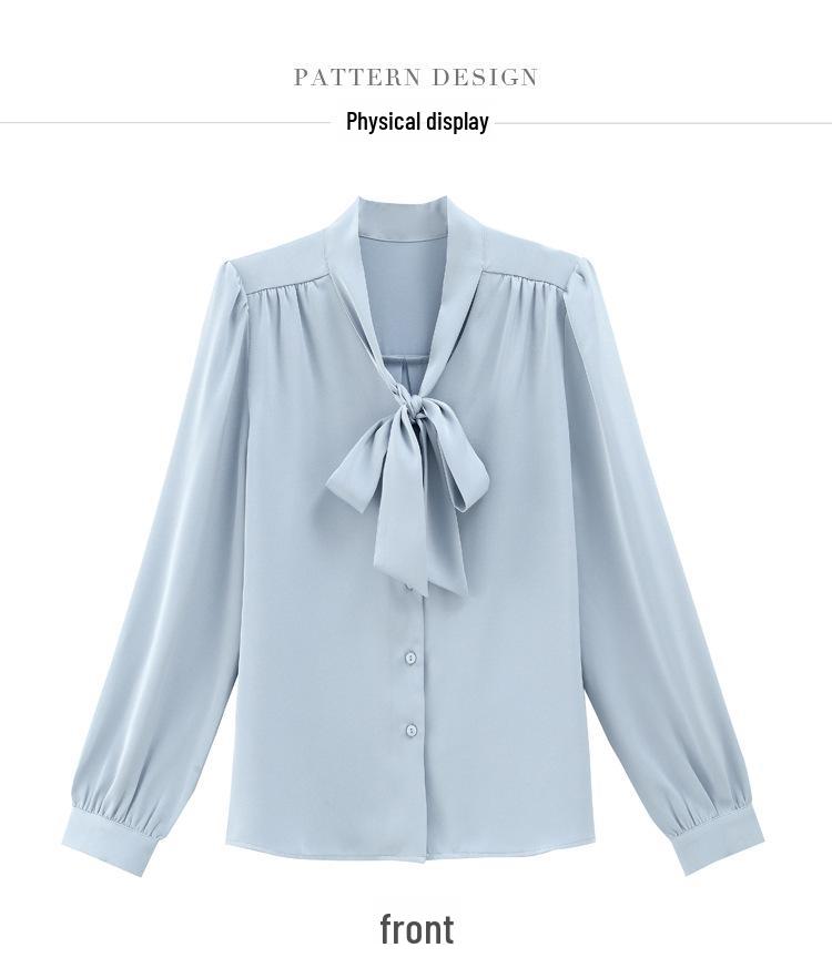 2024 Spring French Ribbon Bow Women’s Long-Sleeve Niche Tops