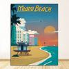 Travel Canvas Paintings Vintage Wall Kraft Posters Coated Stickers Home Decor Pictures Florida Miami Beach America