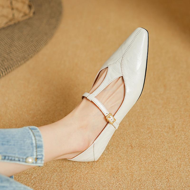 Fashion 2025 New Spring Genuine Leather Women Pumps Shoes for Women Fashion Pointed Toe Mary Jane Shoes Women Handmade Low Heels