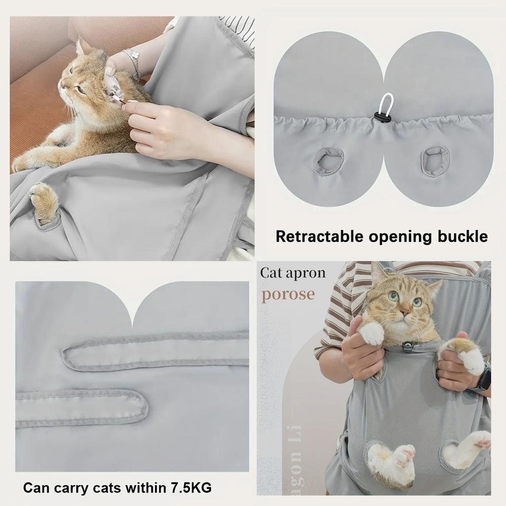 Cozy Cat Carrier Apron Winter Plush Cat Grooming Apron With Holes For Indoor Outdoor- Hanging Chest Bag And Sleeping