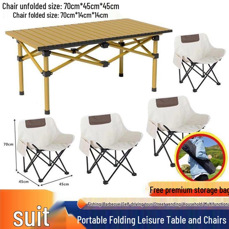 Portable Outdoor Folding Chair & Table Set with Backrest for Camping & Home Use