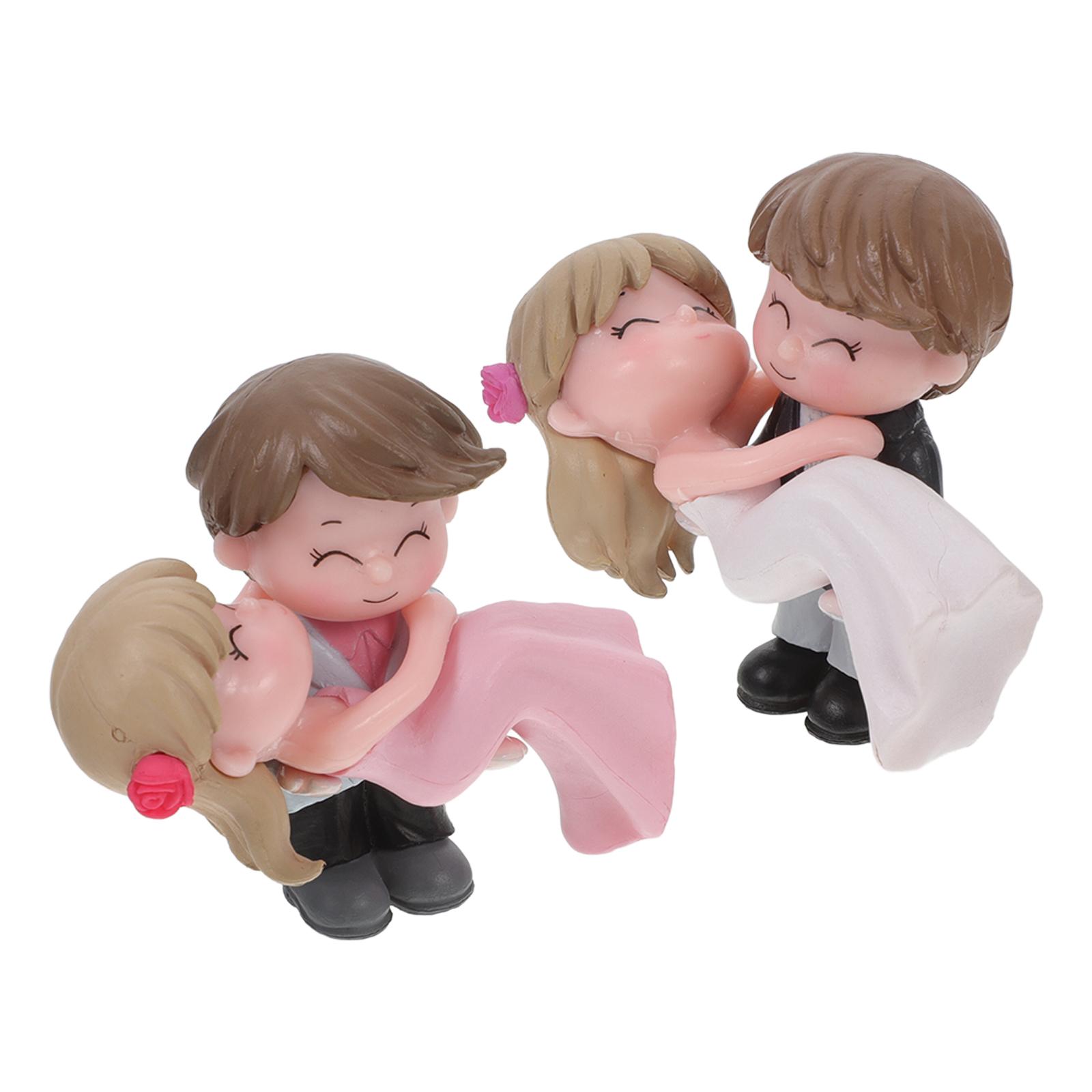 

2 пары фигурок принцессы и принца, обнимающихся, для украшения торта, украшения, украшения для бумажных стаканчиков, статуэтки, виниловые на день рождения, для влюбленных, для тортов 6.00X5.50X2.00CM