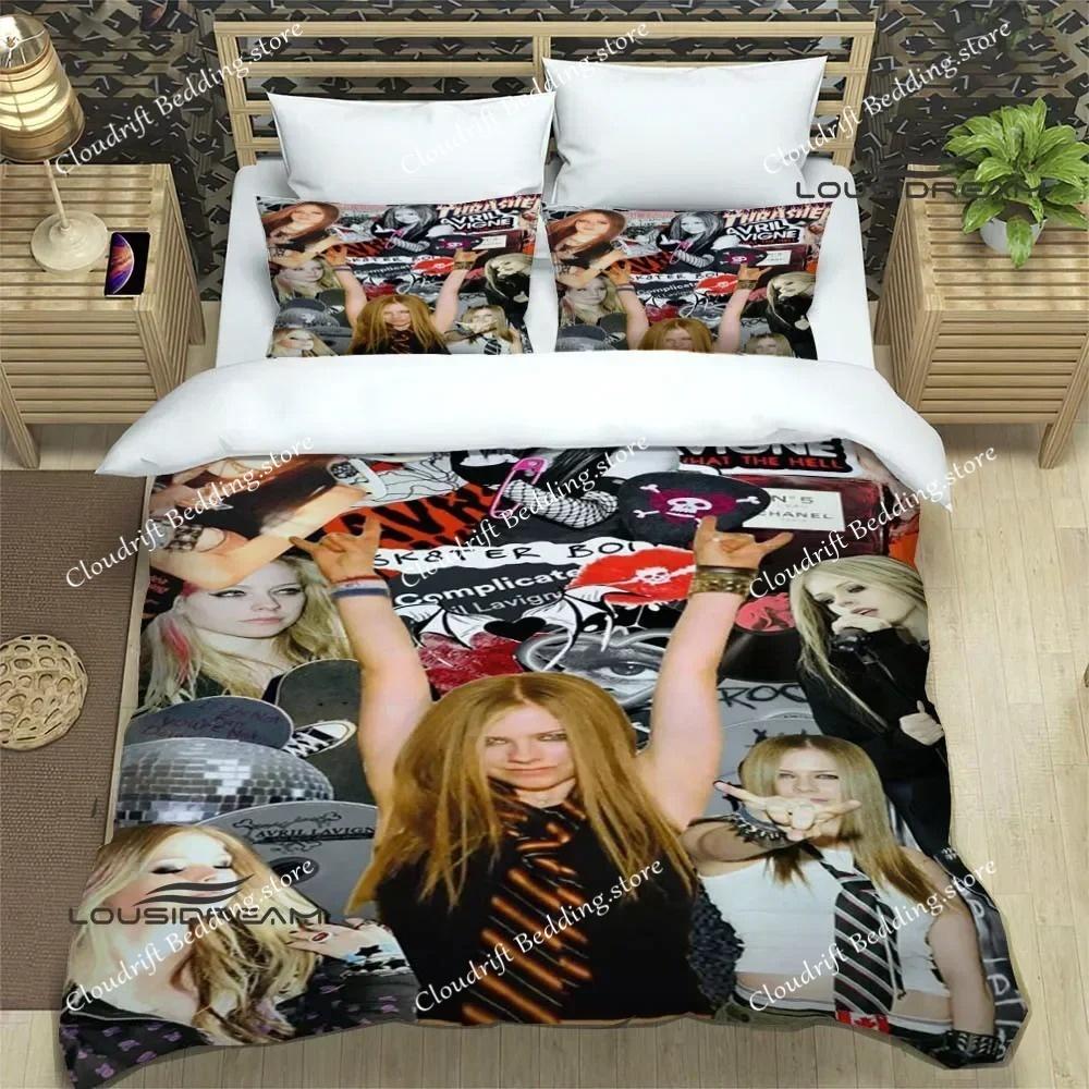 Sängerin A-AVRIL LAVIGNE Druck Bettwäsche Sets Exquisites Bettwaren Set Bettbezug Bettdecke Set Bettwäsche Luxuriöses Geburtstagsgeschenk