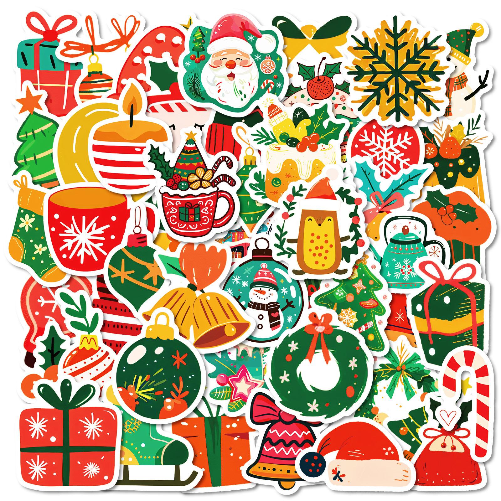 100 Красных Рождественских Водонепроницаемых ПП Наклеек для Украшения Окон, Дверей, Подарков, Стаканов для Воды, Наклеек