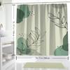 1Pc Modern Green Leaf Pattern Digital Print Shower Curtain, Waterproof Bathroom Decor, Home Spa Decoration With Hooks