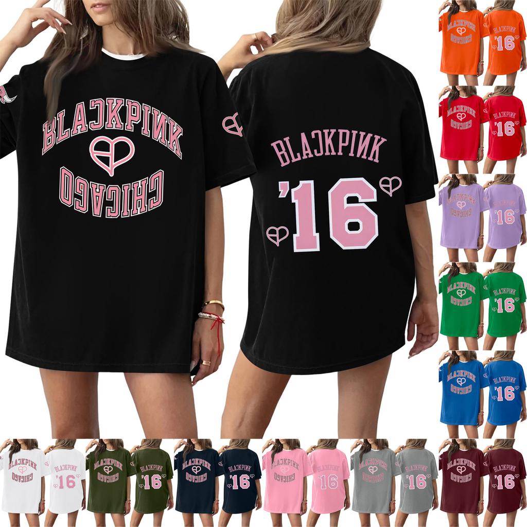 Women's Round Neck Printed Short-sleeved T-shirt Top