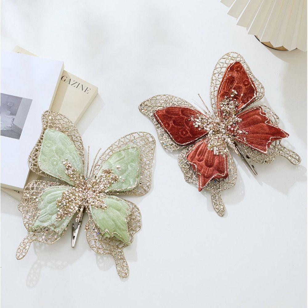 Fabric Fabric Glitter Butterfly Butterfly Hanging Decoration Christmas Tree Decoration  Festival