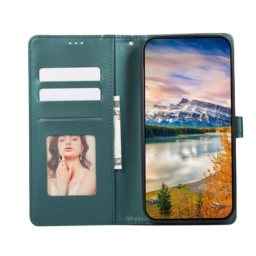 For iPhone 16 Case 3D Rhombus Grid Imprinted Wallet Leather Phone Cover with Lanyard