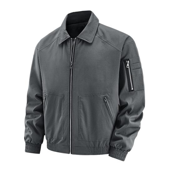 Men Jacket Lapel Long Sleeve Zipper Placket Sport Jackets with Multi Pockets Full Zipper Closure Teen Casual Outerwear