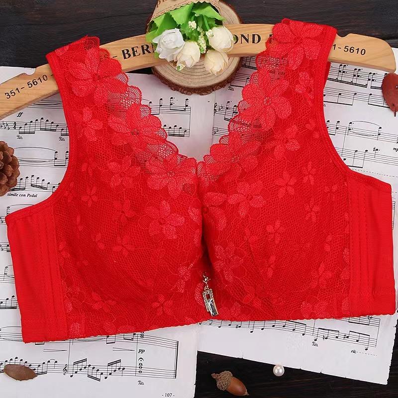 Большой размер нижнее белье жилет стиль летний кружевной сексуальный собранный бюстгальтер 80C красный