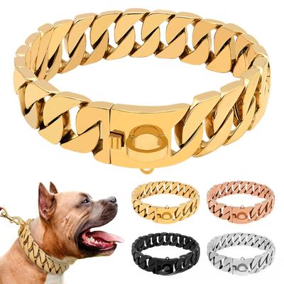 Heavy Duty Stainless Steel Dog Chain Collar Luxury Link Necklace for Medium Large Dogs American Bully Pitbulll