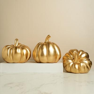 Vintage Halloween Pumpkin Figurine – Resin Decorative Ornament For Holiday And Home Display