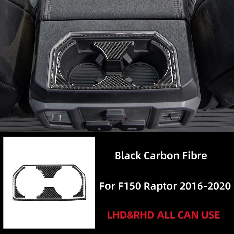 

For Ford F150 Raptor 2016-2020 Accessories Carbon Fiber Interior Car Rear Drainage Cup Holder Trim Stickers Frame Decor Cover