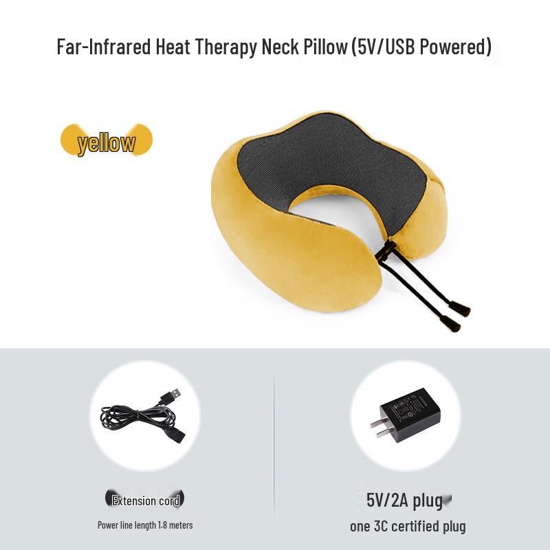 Portable Multifunctional Heated Memory Foam Neck Pillow for Office & Travel