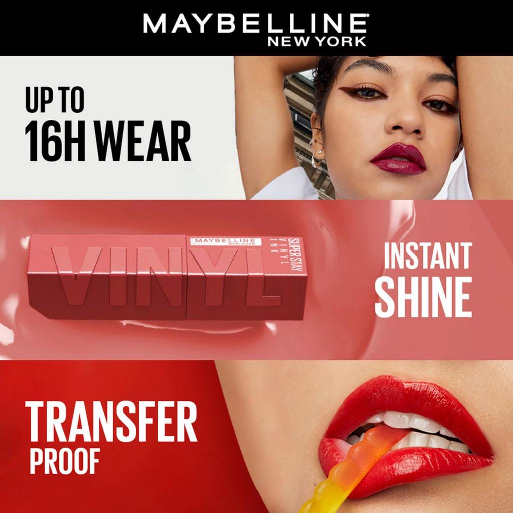 Maybelline SuperStay Vinyl Ink Liquid Lipstick Saucy 4.2ml Long-Lasting High Shine Gloss 16H Smudge-Free Color