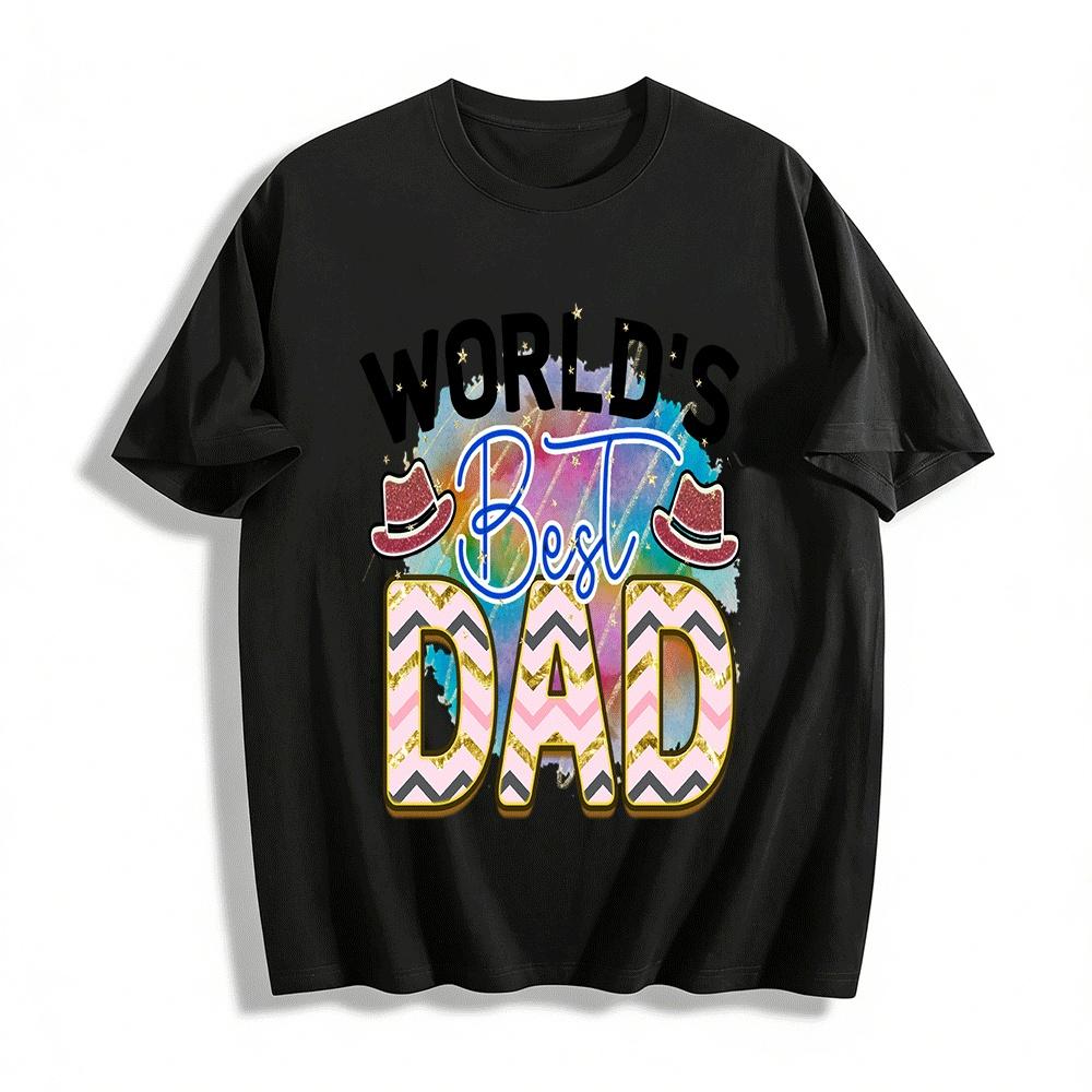 World s Best Dad Print Casual Tee Father s Day Gift For Daddy Pure cotton T-shirt XXS