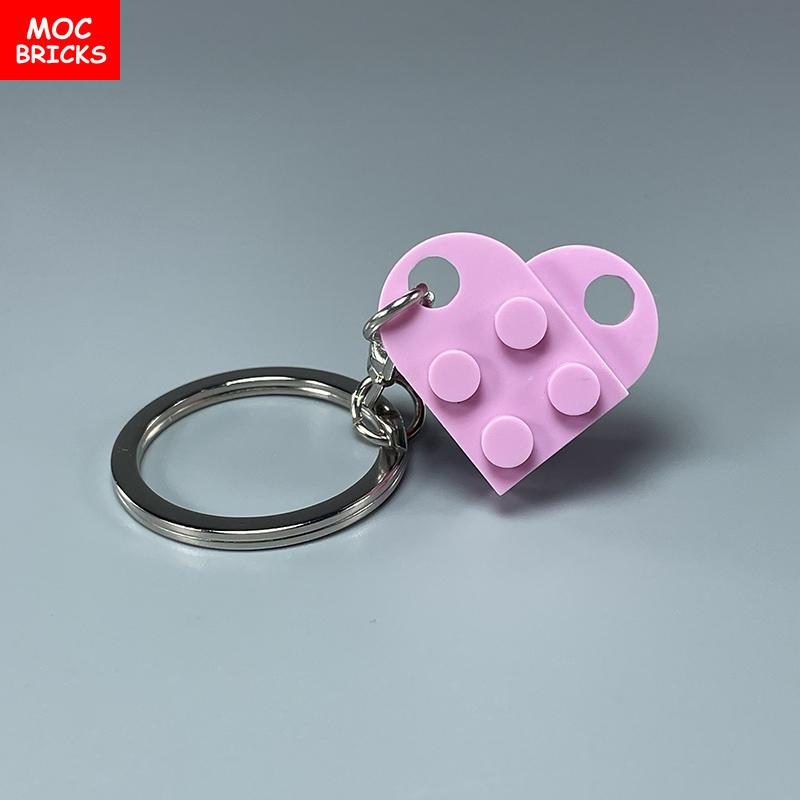 Non-Toxic Moc Bricks Heart Key Chain Plate Modified 2X3 With Hole 3176 Coupling Love Thanksgiving Educational Building Block Lovers Gift