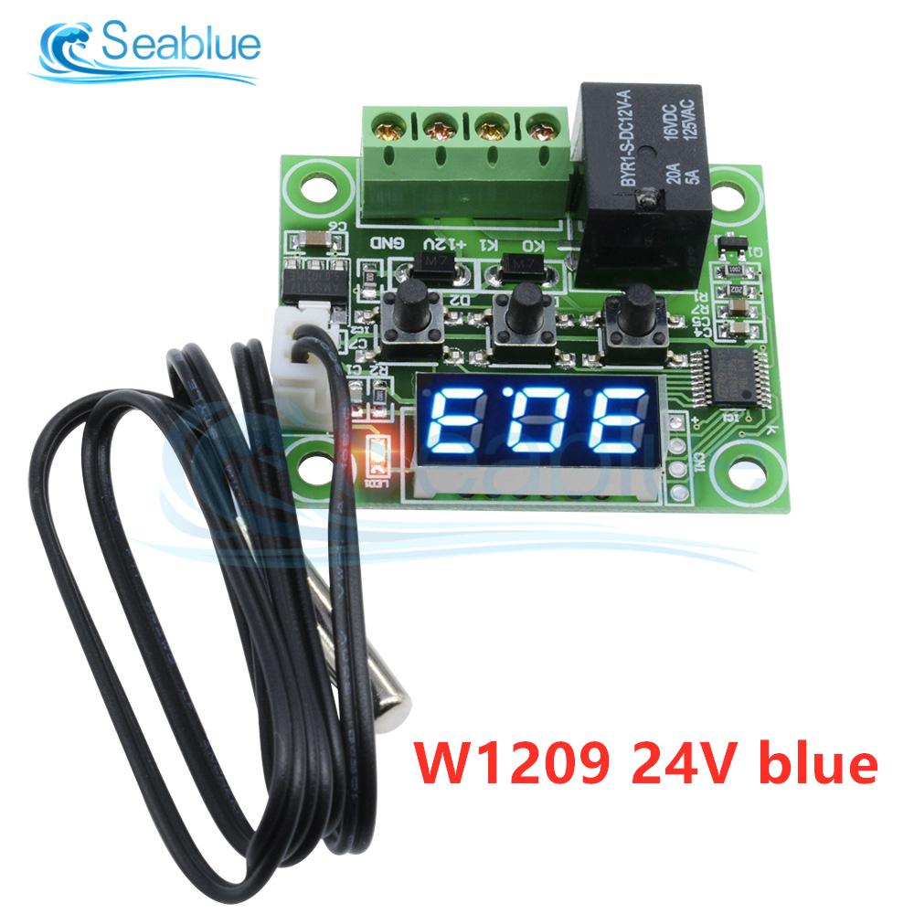 W1209 LED Digital Thermostat Temperature Controller Thermometer Switch Module Waterproof NTC Sensor DC 5V 12V 24V AC 110-220V