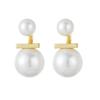 Niche Commuting Versatile Pearl Earrings: Front and Back Fashionable Studs, Copper Plated with Real Gold.