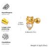 Unique Heart Shaped Zircon Stud Earrings,Women's Electroplated Angel Bear Earrings,Stainless Steel Ear Bone Nails Jewelry Gift