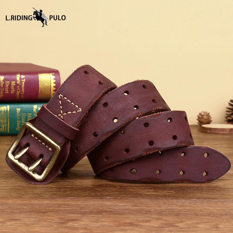 Retro Korean Version Trendy Personality Ins Anti-allergic Double Pin Buckle Belt Men's Fashion New Young People's Belt