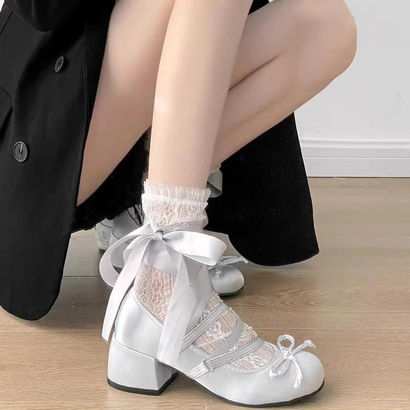 

Празднуйте Туфли Лолита с перекрестными ремешками, розовые, с круглым носком, женские, милые, с бантом-бабочкой, на средних каблуках, туфли Мэри Джейн, женская обувь для вечеринок 35 серебряный