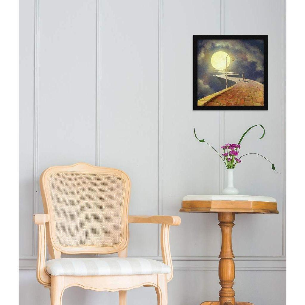 Paper Motivational Moon Wall Art Painting, Multicolor, Scenery, 13X13 In, Set of 1