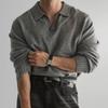 Men V Neck Knitted Polo Sweater Light Luxury Business Casual Outerwear
