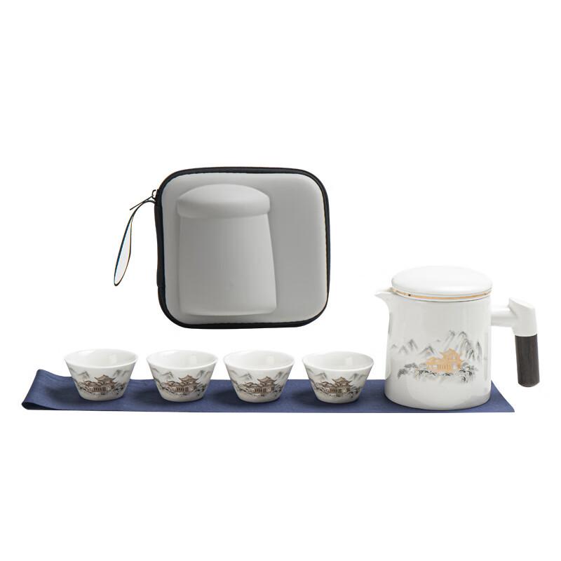 Meijin Mutton-fat Jade White Porcelain Travel Tea Set