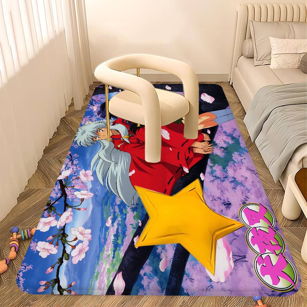 Japanese Anime Inuyasha Hallway Carpet Washable Non-Slip Living Room Sofa Chairs Area Mat Kitchen Doormat Area Rug