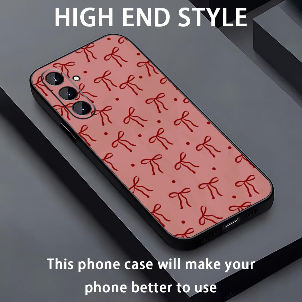 

Bow cute pink design ins girl Phone Case For Samsung Galaxy A56 A16 A36 A26 A06 A55 A54 A15 A35 A25 Soft Black Galaxy A55 5G