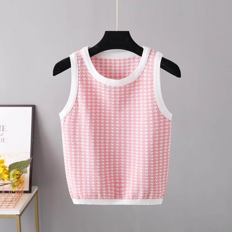 Grundlegende Sommer Ärmelloses Gestricktes Frauen Tank Top Mode Qualität Sexy Ladys Kurze Crop Top