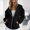 Hoodie Women Long Sleeves Zipper Casual Outerwear Solid Color Warm Cardigan Autumn Winter Drawstring Loose